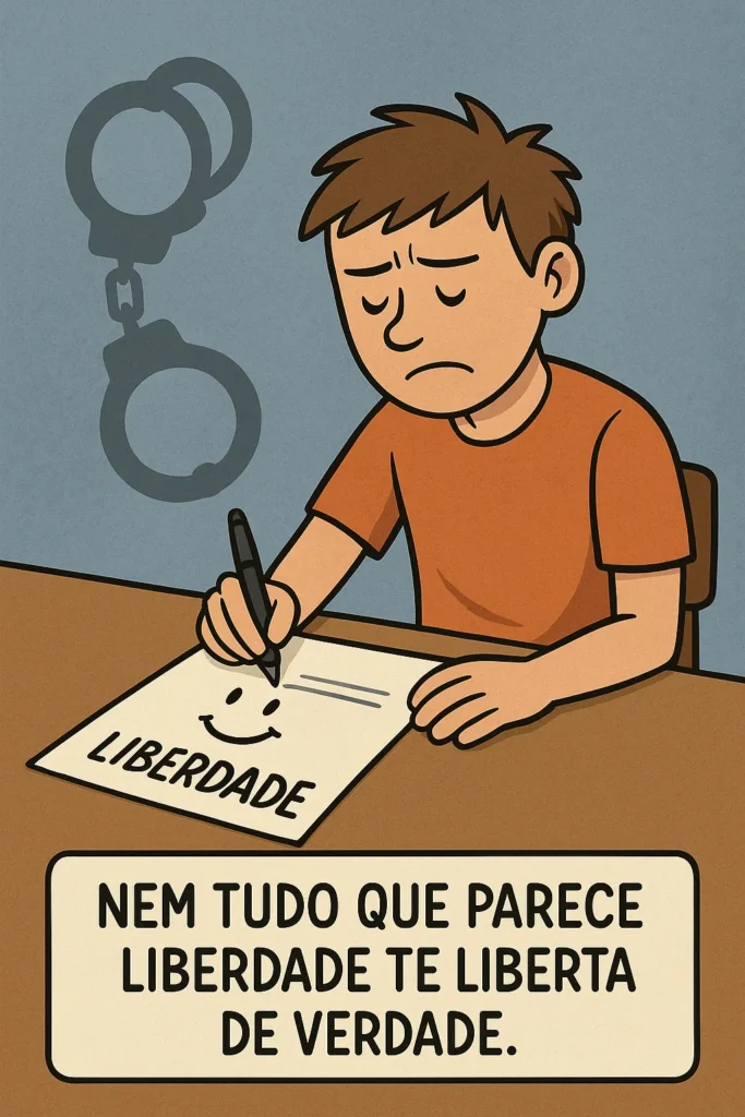 Histórias em quadrinhos e charges de combate às drogas Charge sobre uso de drogas 01 - Liberdade