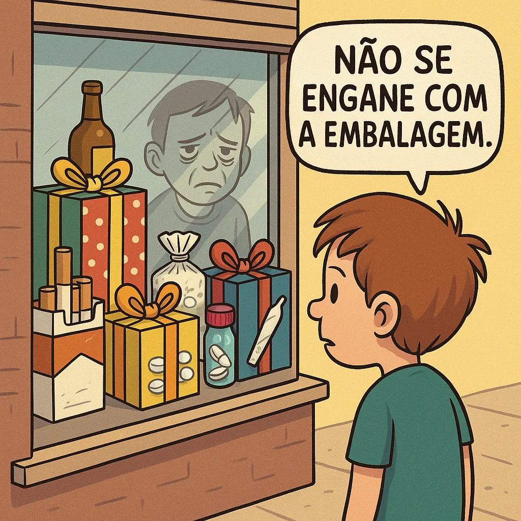 Histórias em quadrinhos e charges de combate às drogas Charge sobre uso de drogas 02 - Interior