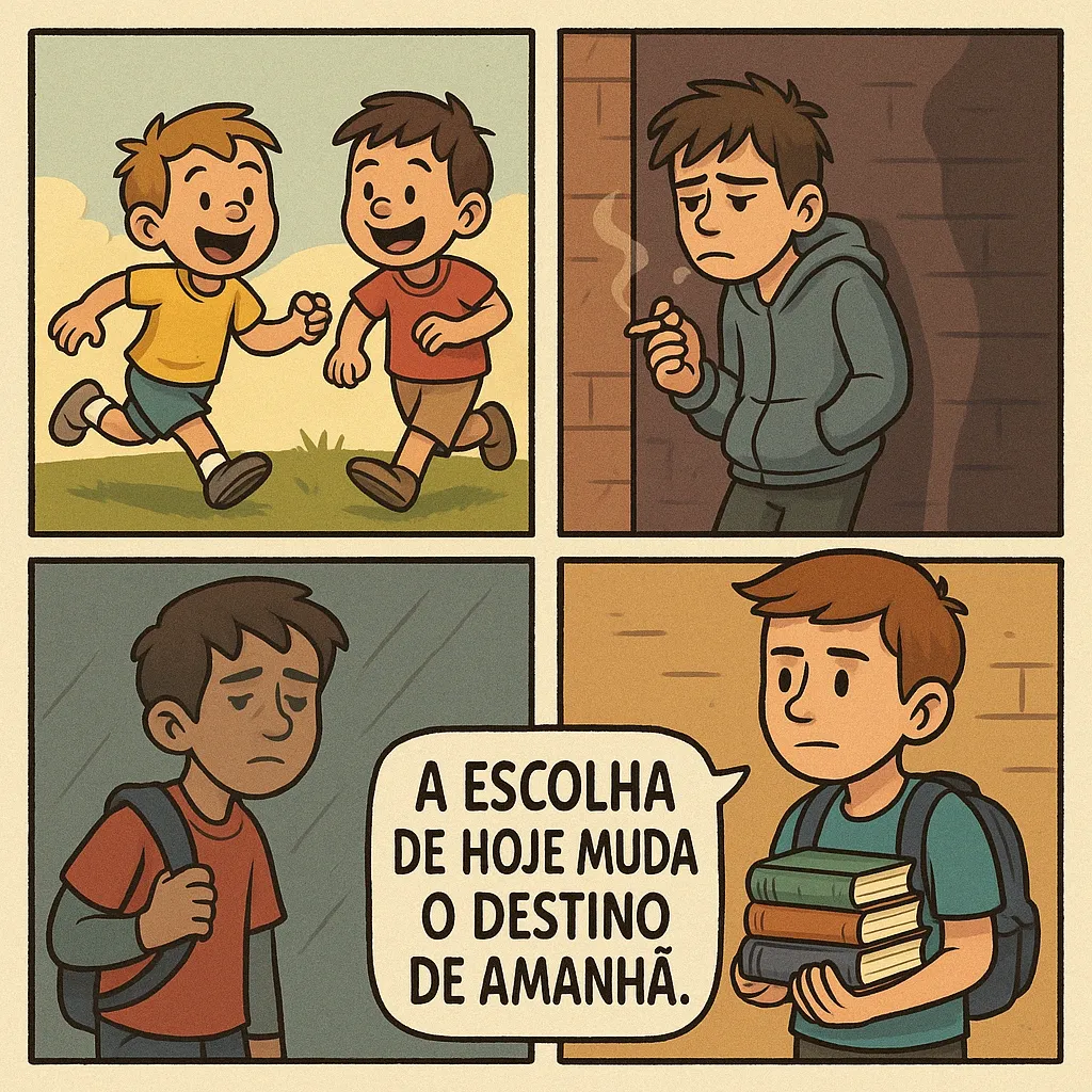 Histórias em quadrinhos e charges de combate às drogas História em Quadrinhos sobre Drogas 03 - Destino de Amanhã